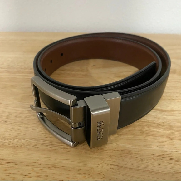 Kenneth Cole Reaction Flip Belt Brown & Black Leather 34 36 - Picture 1 of 10